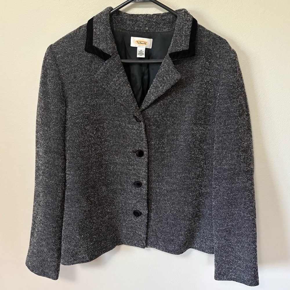 Talbots Wool Blend Velvet Trim Blazer 10